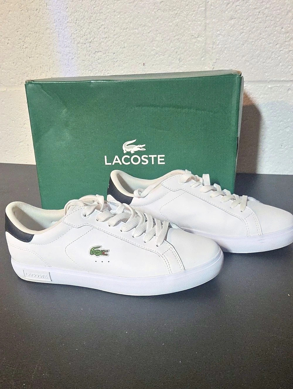 Lacoste Powercourt 125 2 SMA Leather Sneakers White & Black US 8